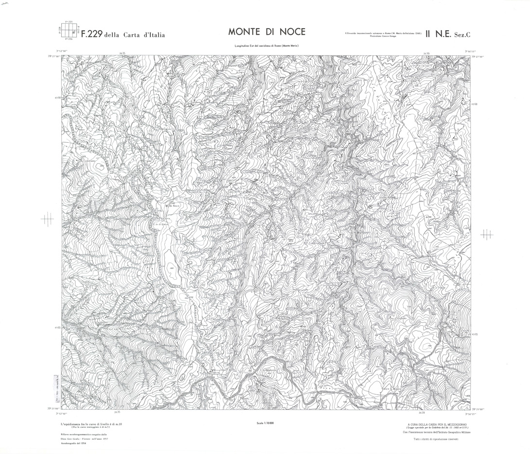(N:36101) CALABRIA  FOGLIO 229 II NE SEZ C MONTE DI NOCE (SE008922) Carte e stampe antiche: riproduzione a colori su carta (formato A1)