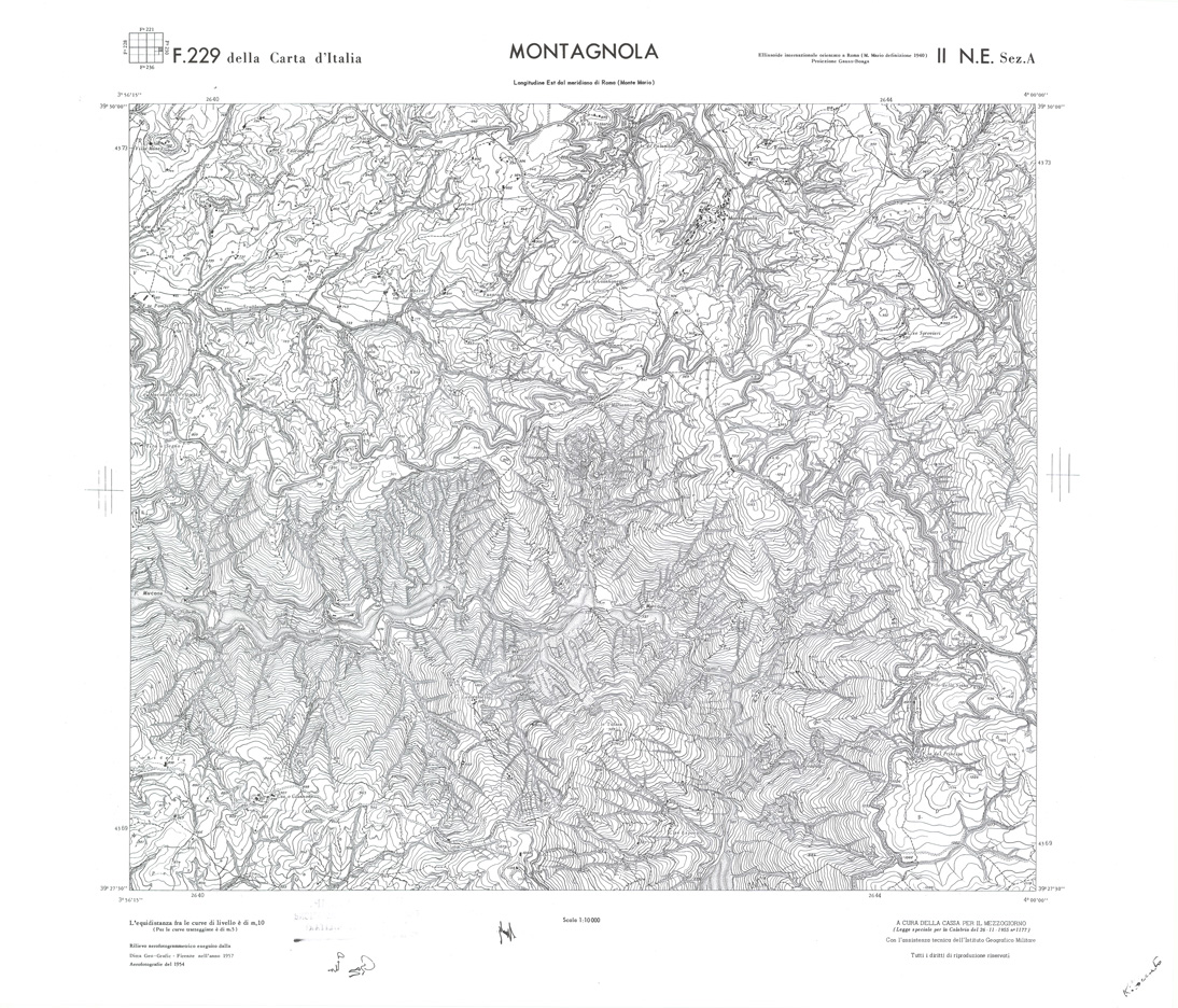 (N:36103) CALABRIA  FOGLIO 229 II NE SEZ A MONTAGNOLA (SE008924) Carte e stampe antiche: riproduzione a colori su carta (formato A1)