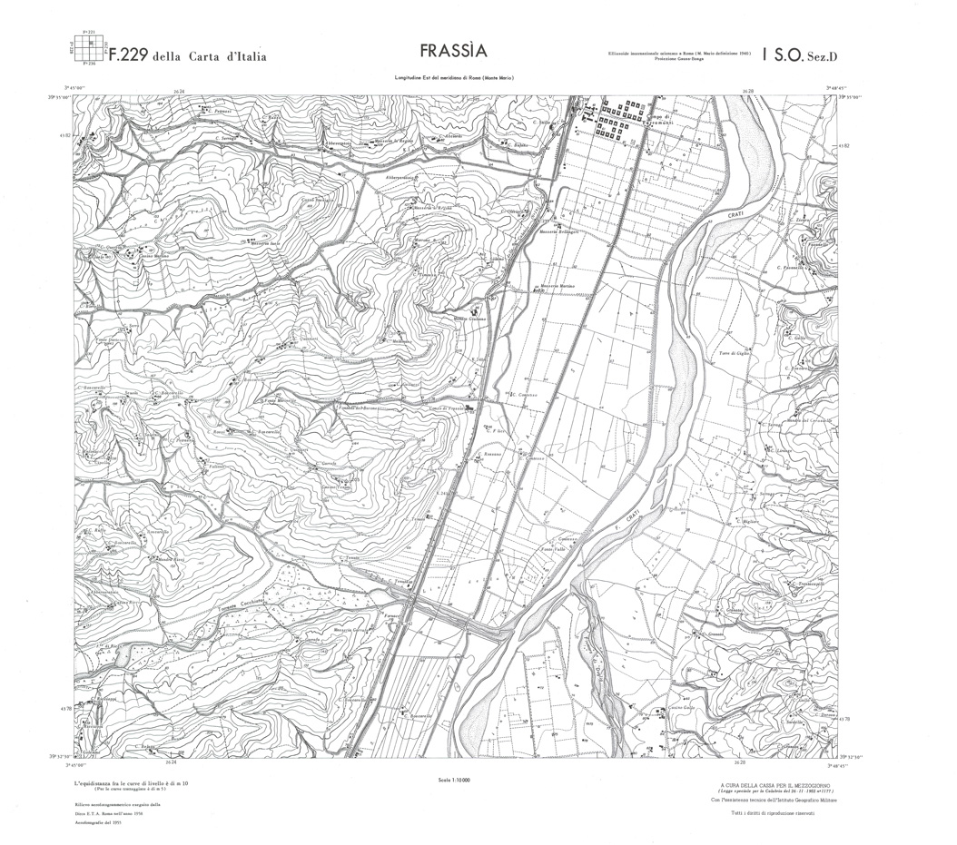 (N:36108) CALABRIA  FOGLIO 229 I NO SEZ D FRASSIA (SE008929) Carte e stampe antiche: riproduzione a colori su carta (formato A1)