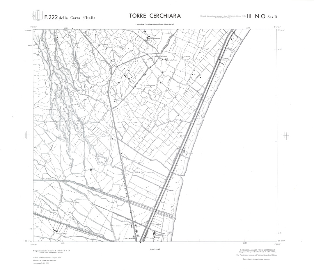 (N:36138) CALABRIA  FOGLIO 222 III NO SEZ D TORRE CERCHIARA (SE008959) Carte e stampe antiche: riproduzione a colori su carta (formato A1)