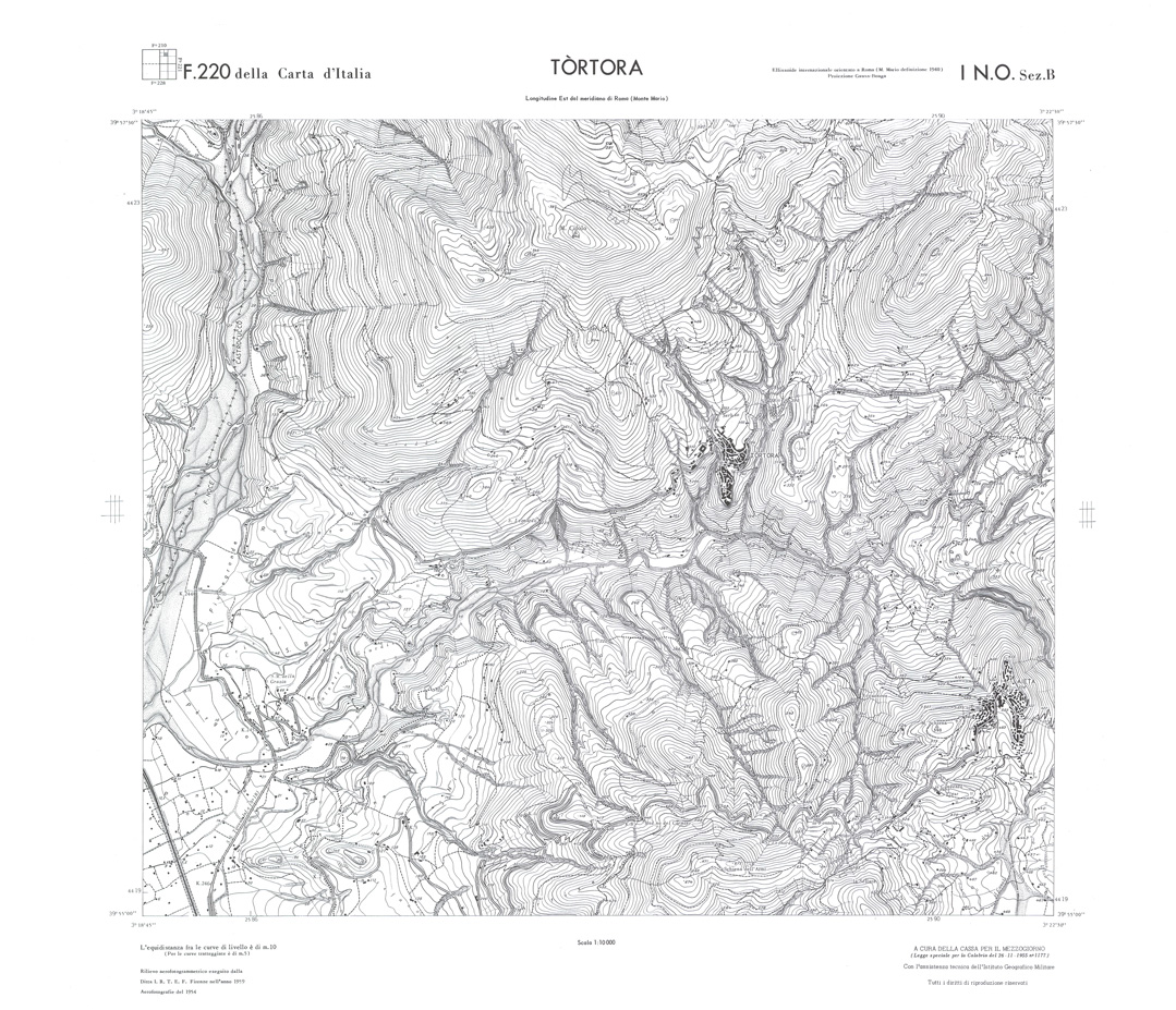 (N:36222) CALABRIA  FOGLIO 220 I NO SEZ B TORTORA (SE009042) Carte e stampe antiche: riproduzione a colori su carta (formato A1)