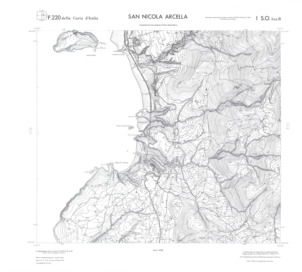 (N:36224) CALABRIA  FOGLIO 220 I SO SEZ B SAN NICOLA ARCELLA (SE009044) Carte e stampe antiche: riproduzione a colori su carta (formato A1)