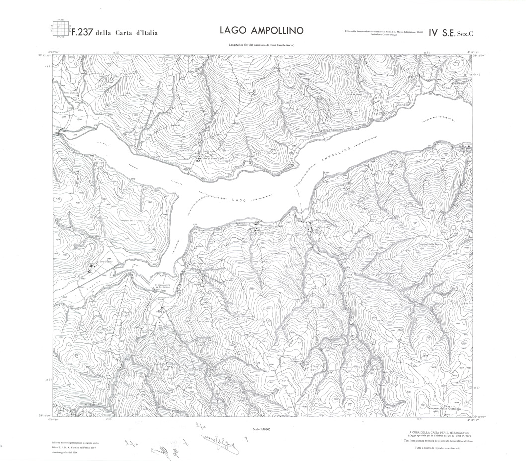 (N:36304) CALABRIA  FOGLIO 237 IV SE SEZ C LAGO AMPOLLINO (SE009121) Carte e stampe antiche: riproduzione a colori su carta (formato A1)