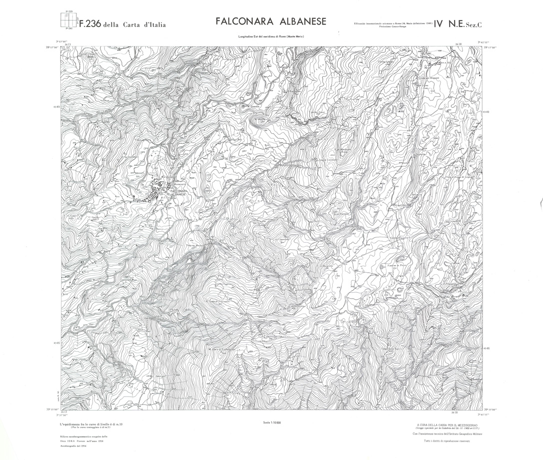 (N:36314) CALABRIA  FOGLIO 236 IV NE SEZ C FALCONARA ALBANESE (SE009131) Carte e stampe antiche: riproduzione a colori su carta (formato A1)