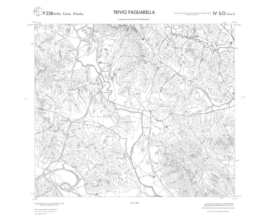(N:36413) CALABRIA  FOGLIO 238 IV SO SEZ A TRIVIO PAGLIARELLA (SE009200) Carte e stampe antiche: riproduzione a colori su carta (formato A1)