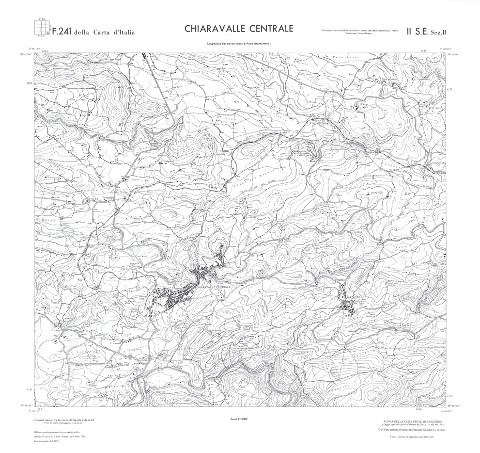 (N:36453) CALABRIA  FOGLIO 241 II SE SEZ B CHIARAVALLE CENTRALE (SE009225) Carte e stampe antiche: riproduzione a colori su carta (formato A1)