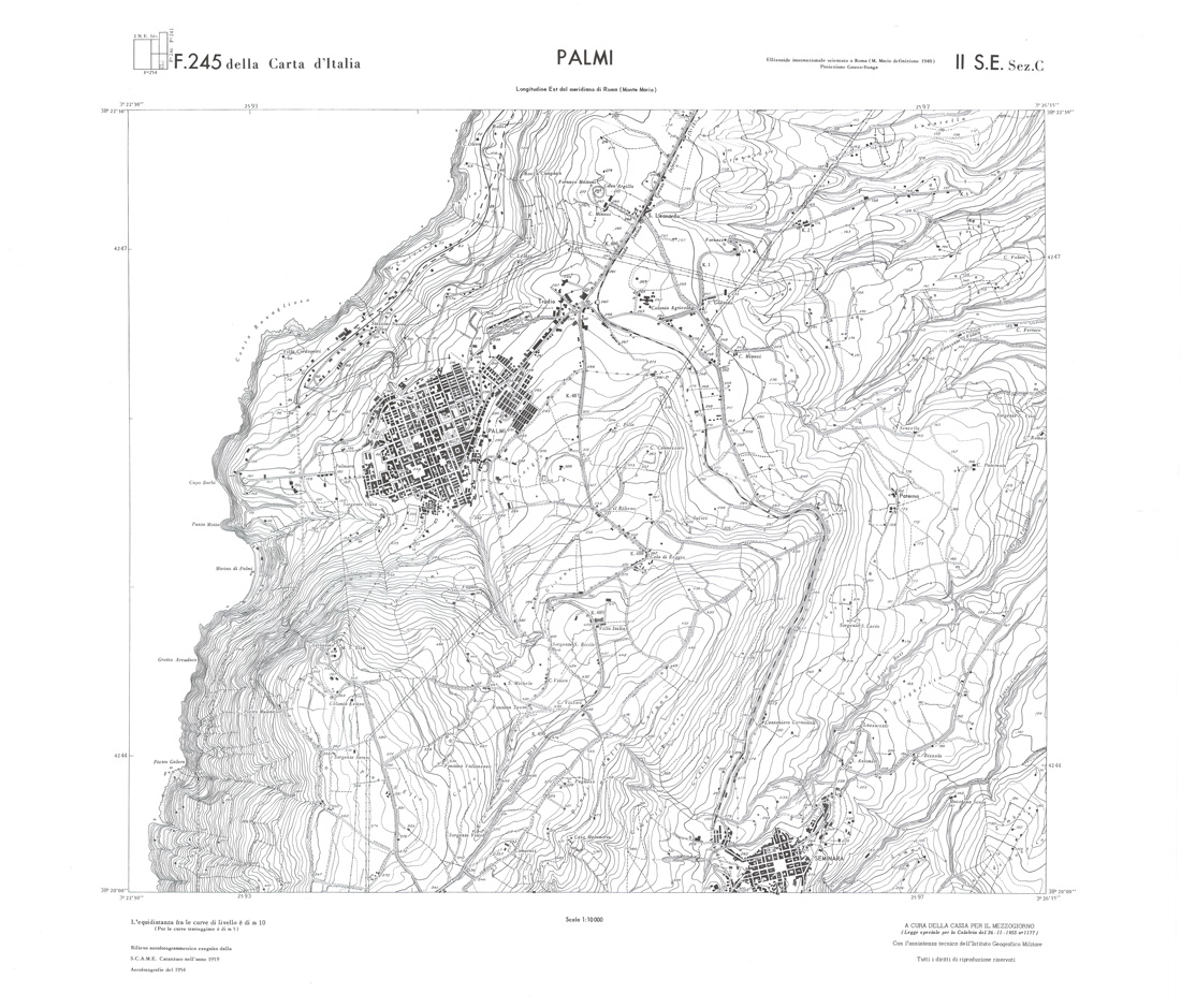 (N:36492) CALABRIA  FOGLIO 245 II SE SEZ C PALMI (SE009251) Carte e stampe antiche: riproduzione a colori su carta (formato A1)