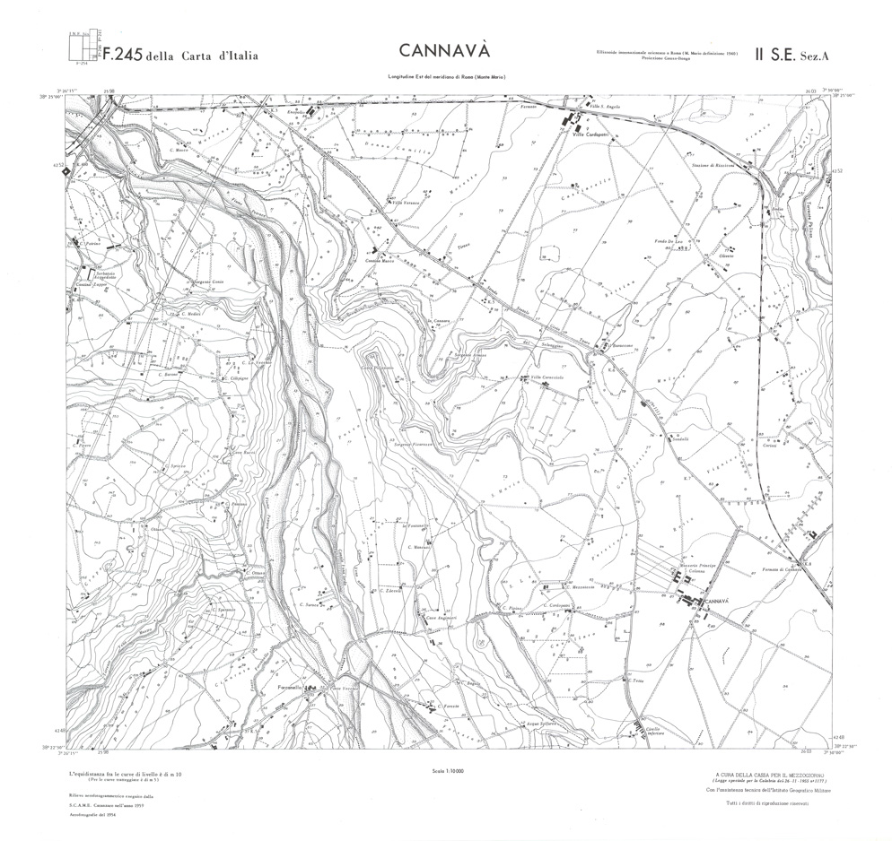 (N:36494) CALABRIA  FOGLIO 245 II SE SEZ A CANNAVA (SE009253) Carte e stampe antiche: riproduzione a colori su carta (formato A1)