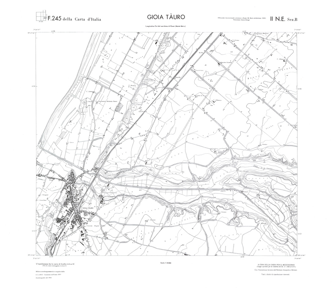 (N:36496) CALABRIA  FOGLIO 245 II NE SEZ B GIOIA TAURO (SE009255) Carte e stampe antiche: riproduzione a colori su carta (formato A1)