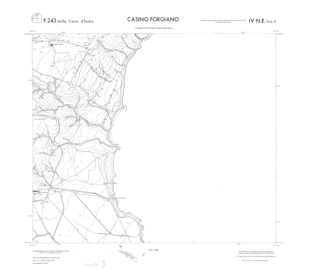(N:36515) CALABRIA  FOGLIO 243 IV NE SEZ A CASINO FORGIANO (SE009274) Carte e stampe antiche: riproduzione a colori su carta (formato A1)