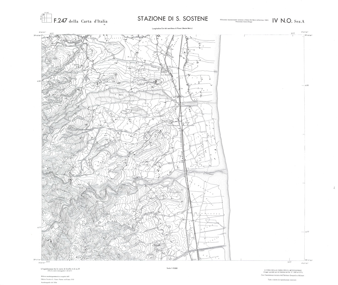 (N:36563) CALABRIA  FOGLIO 247 IV NO SEZ A STAZIONE DI S. SOSTENE (SE009322) Carte e stampe antiche: riproduzione a colori su carta (formato A1)