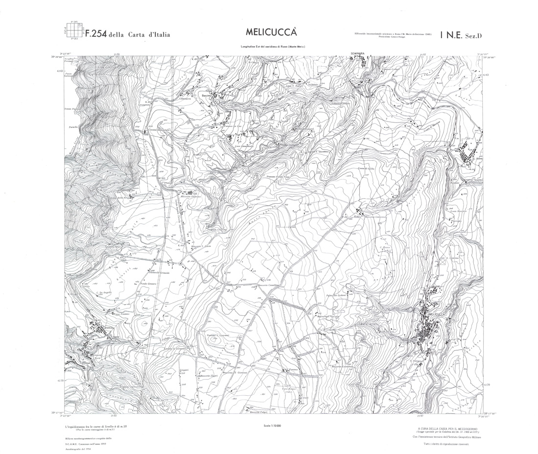 (N:36570) CALABRIA  FOGLIO 254 I NE SEZ D MELICUCCA' (SE009329) Carte e stampe antiche: riproduzione a colori su carta (formato A1)