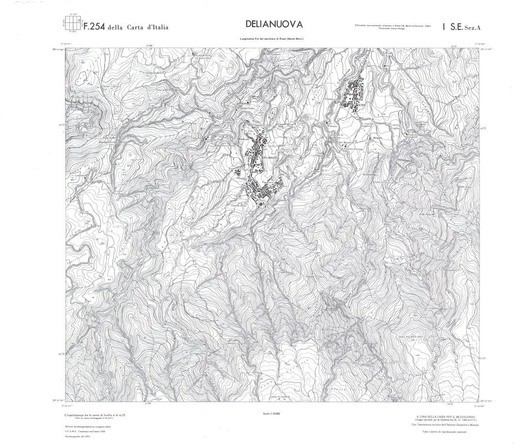 (N:36571) CALABRIA  FOGLIO 254 I SE SEZ A DELIANUOVA (SE009330) Carte e stampe antiche: riproduzione a colori su carta (formato A1)