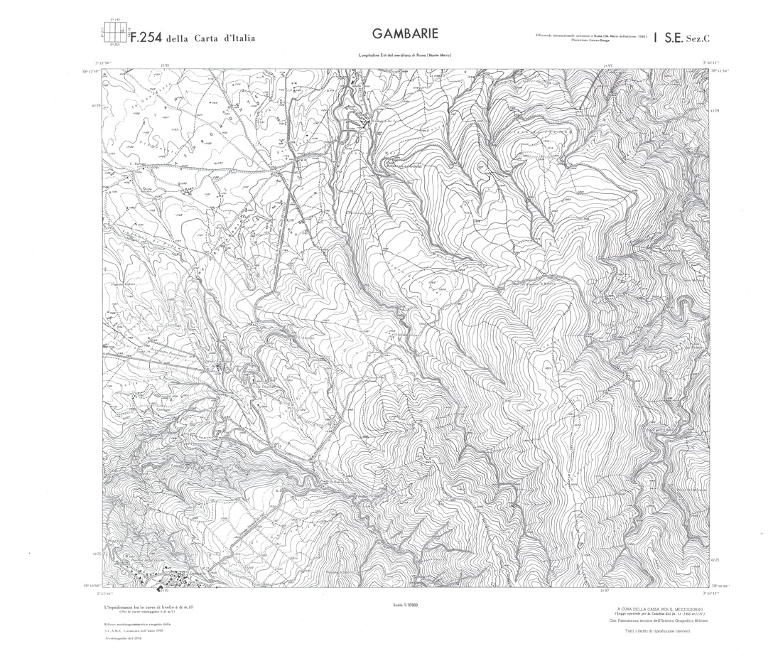 (N:36573) CALABRIA  FOGLIO 254 I SE SEZ C GAMBARIE (SE009332) Carte e stampe antiche: riproduzione a colori su carta (formato A1)