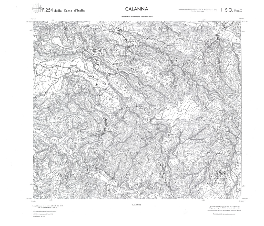 (N:36577) CALABRIA  FOGLIO 254 I SO SEZ C CALANNA (SE009336) Carte e stampe antiche: riproduzione a colori su carta (formato A1)
