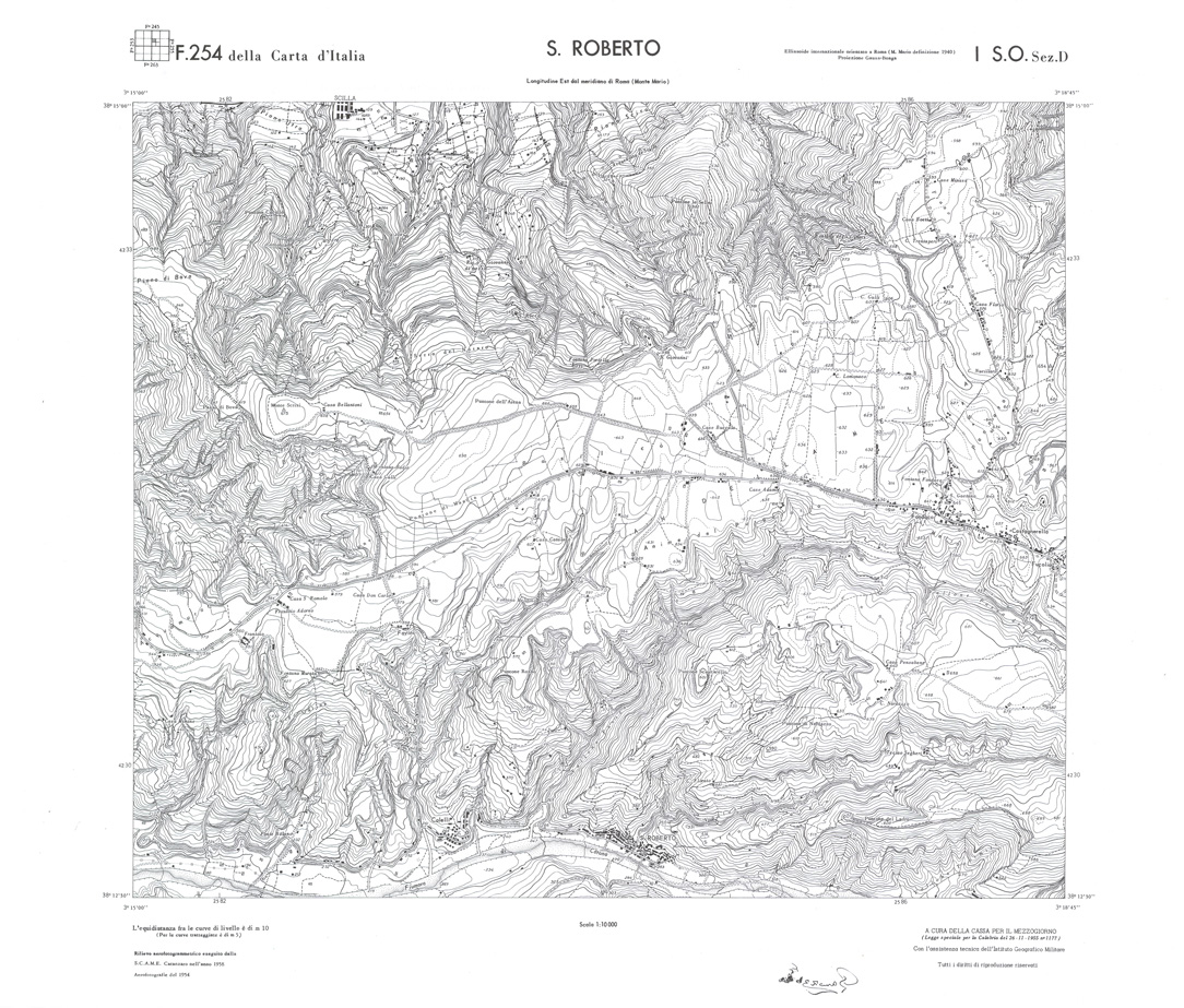 (N:36578) CALABRIA  FOGLIO 254 I SO SEZ D S. ROBERTO (SE009337) Carte e stampe antiche: riproduzione a colori su carta (formato A1)
