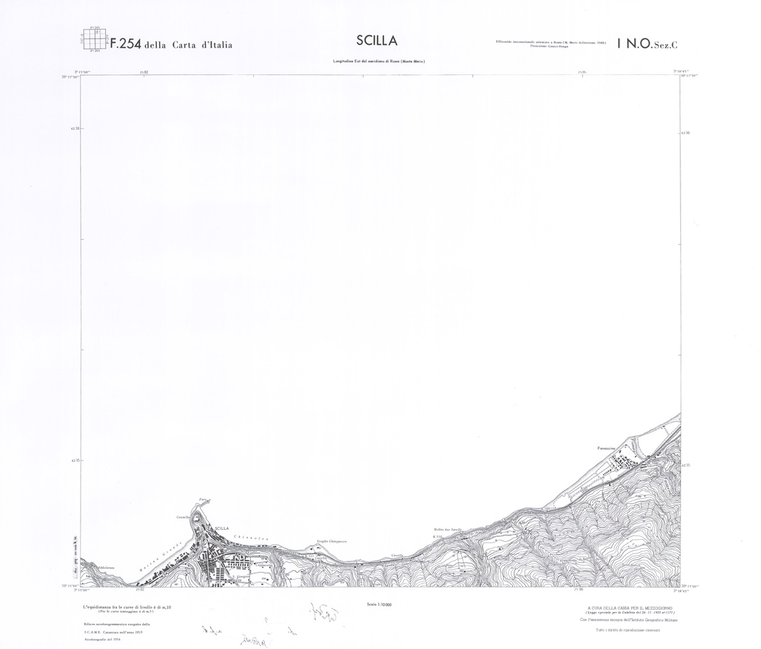 (N:36579) CALABRIA  FOGLIO 254 I NO SEZ C SCILLA (SE009338) Carte e stampe antiche: riproduzione a colori su carta (formato A1)