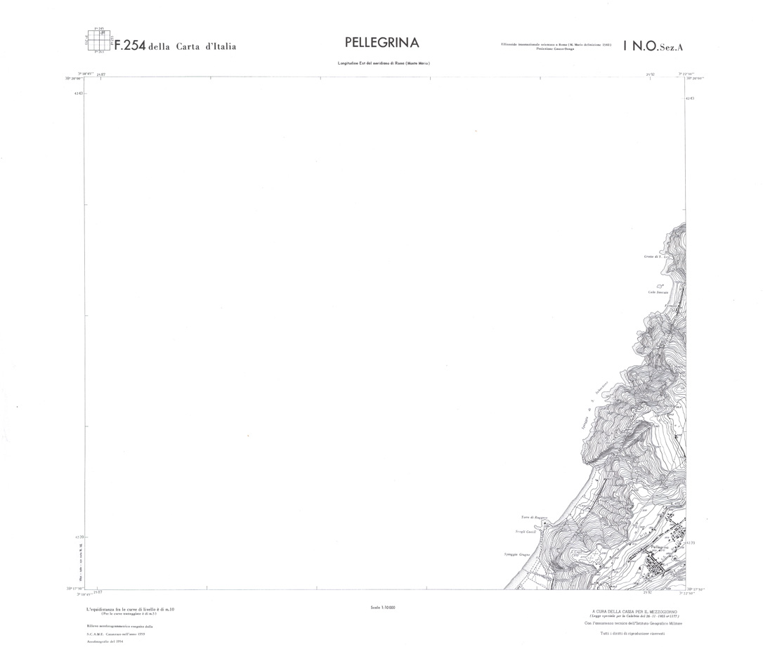 (N:36581) CALABRIA  FOGLIO 254 I NO SEZ A PELLEGRINA (SE009340) Carte e stampe antiche: riproduzione a colori su carta (formato A1)