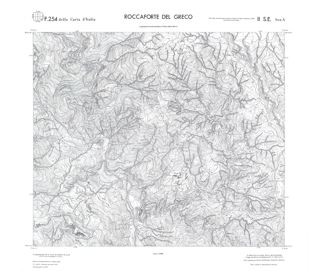 (N:36586) CALABRIA  FOGLIO 254 II SE SEZ A ROCCAFORTE DEL GRECO (SE009345) Carte e stampe antiche: riproduzione a colori su carta (formato A1)