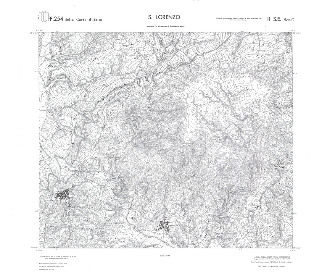 (N:36588) CALABRIA  FOGLIO 254 II SE SEZ C SAN LORENZO (SE009347) Carte e stampe antiche: riproduzione a colori su carta (formato A1)