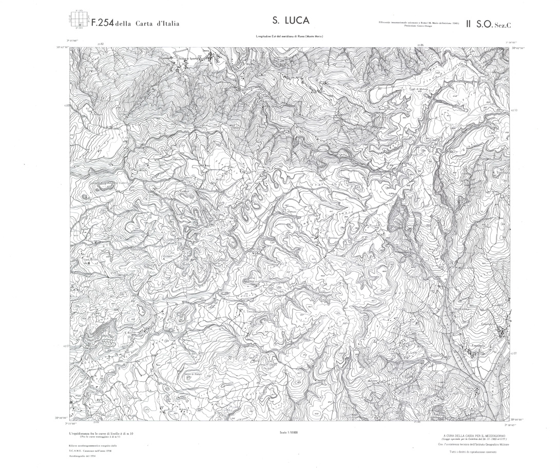 (N:36592) CALABRIA  FOGLIO 254 II SO SEZ C S. LUCA (SE009351) Carte e stampe antiche: riproduzione a colori su carta (formato A1)