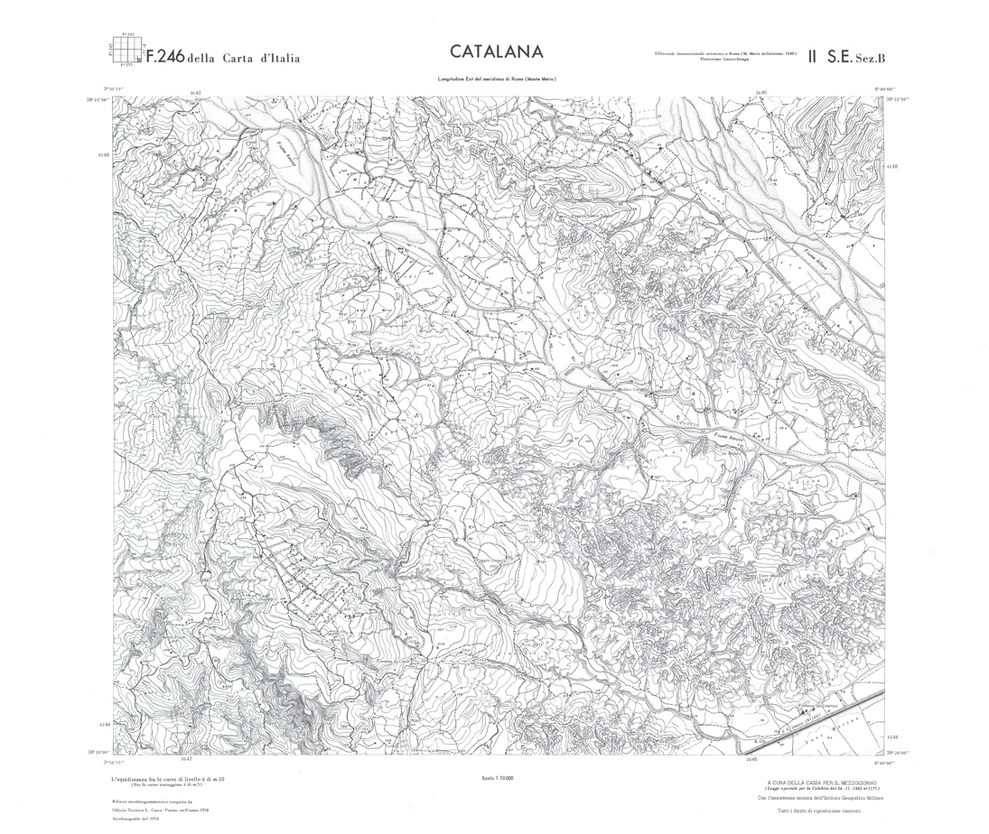 (N:36625) CALABRIA  FOGLIO 246 II  SE SEZ B CATALANA (SE009384) Carte e stampe antiche: riproduzione a colori su carta (formato A1)