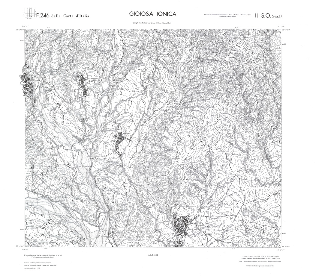 (N:36629) CALABRIA  FOGLIO 246 II SO SEZ B GIOIOSA IONICA (SE009388) Carte e stampe antiche: riproduzione a colori su carta (formato A1)