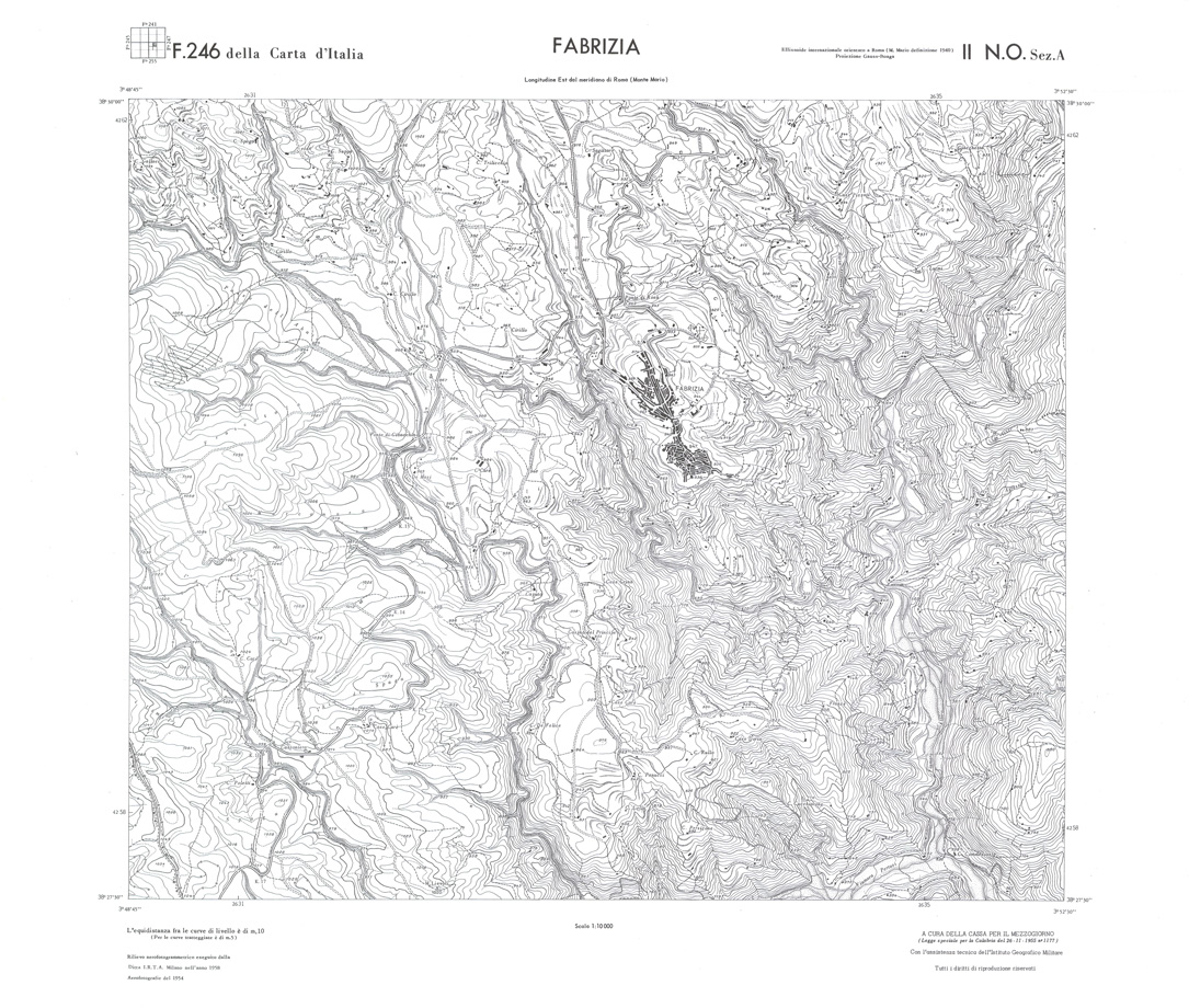 (N:36632) CALABRIA  FOGLIO 246 II NO SEZ A FABRIZIA (SE009391) Carte e stampe antiche: riproduzione a colori su carta (formato A1)