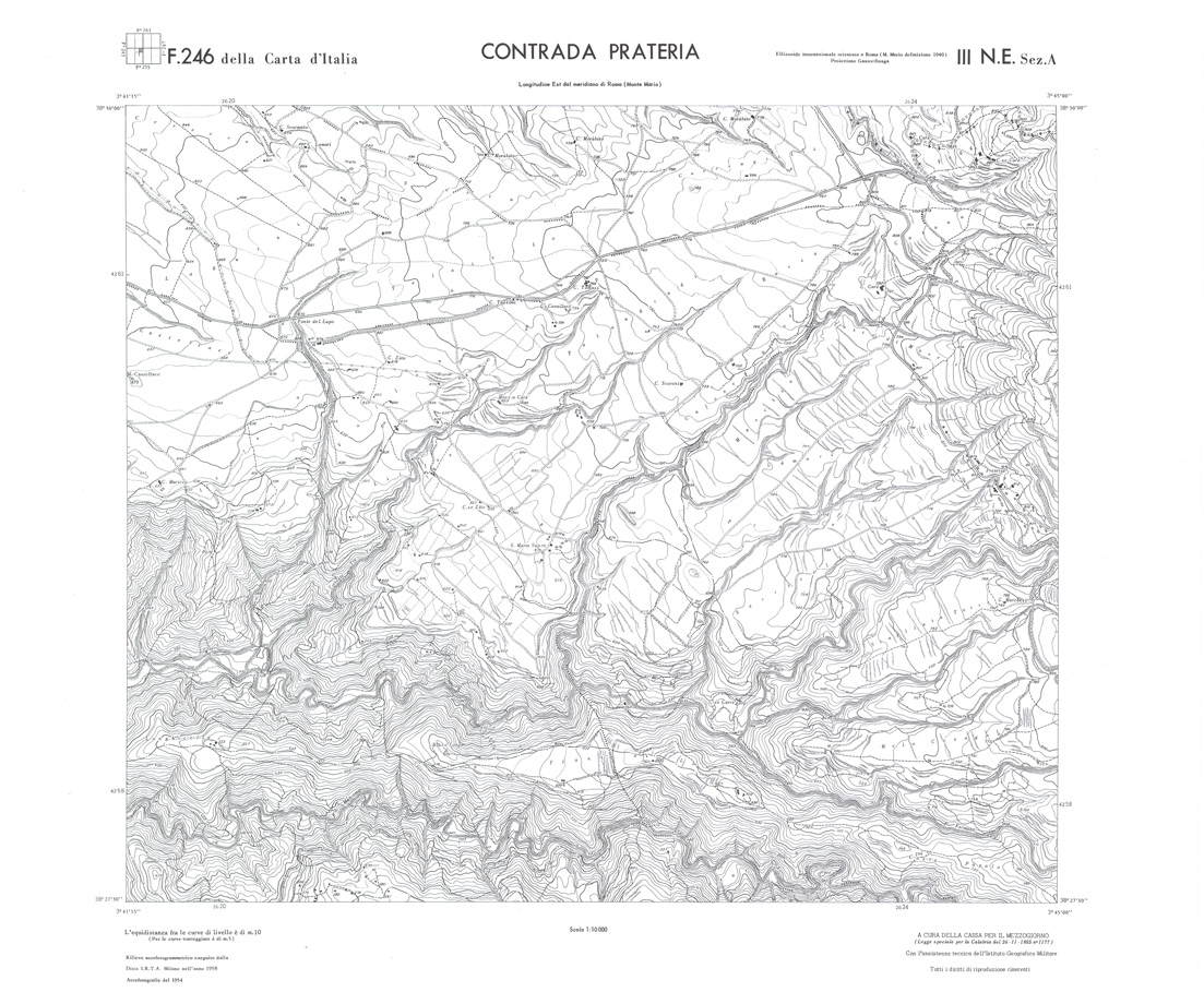 (N:36636) CALABRIA  FOGLIO 246 III NE SEZ A CONTRADA PRATERIA (SE009395) Carte e stampe antiche: riproduzione a colori su carta (formato A1)
