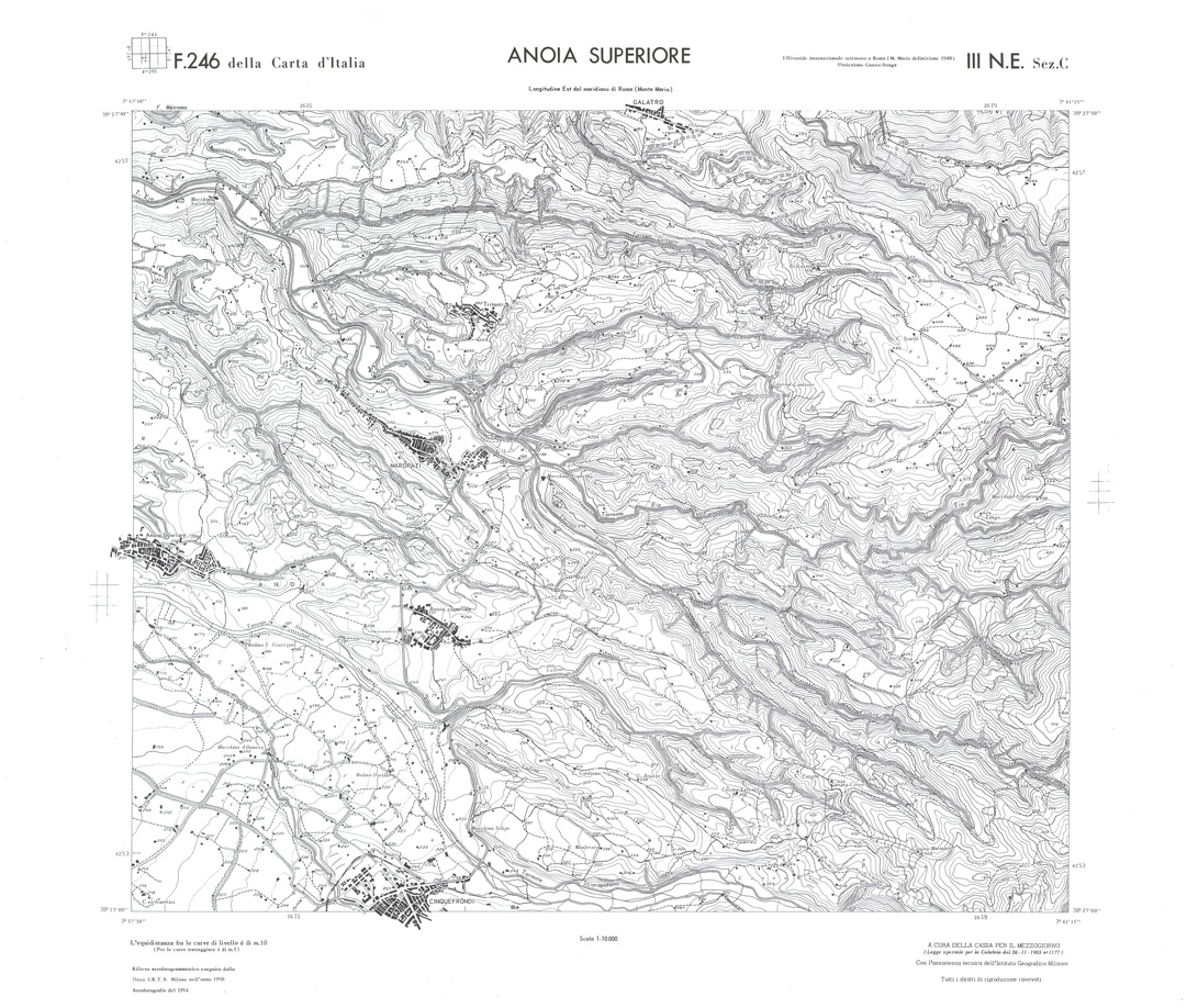(N:36638) CALABRIA  FOGLIO 246 III NE SEZ C ANOIA SUPERIORE (SE009397) Carte e stampe antiche: riproduzione a colori su carta (formato A1)