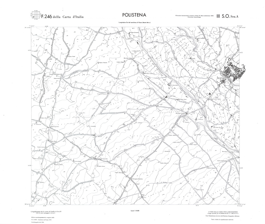 (N:36644) CALABRIA  FOGLIO 246 III SO SEZ A POLISTENA (SE009403) Carte e stampe antiche: riproduzione a colori su carta (formato A1)
