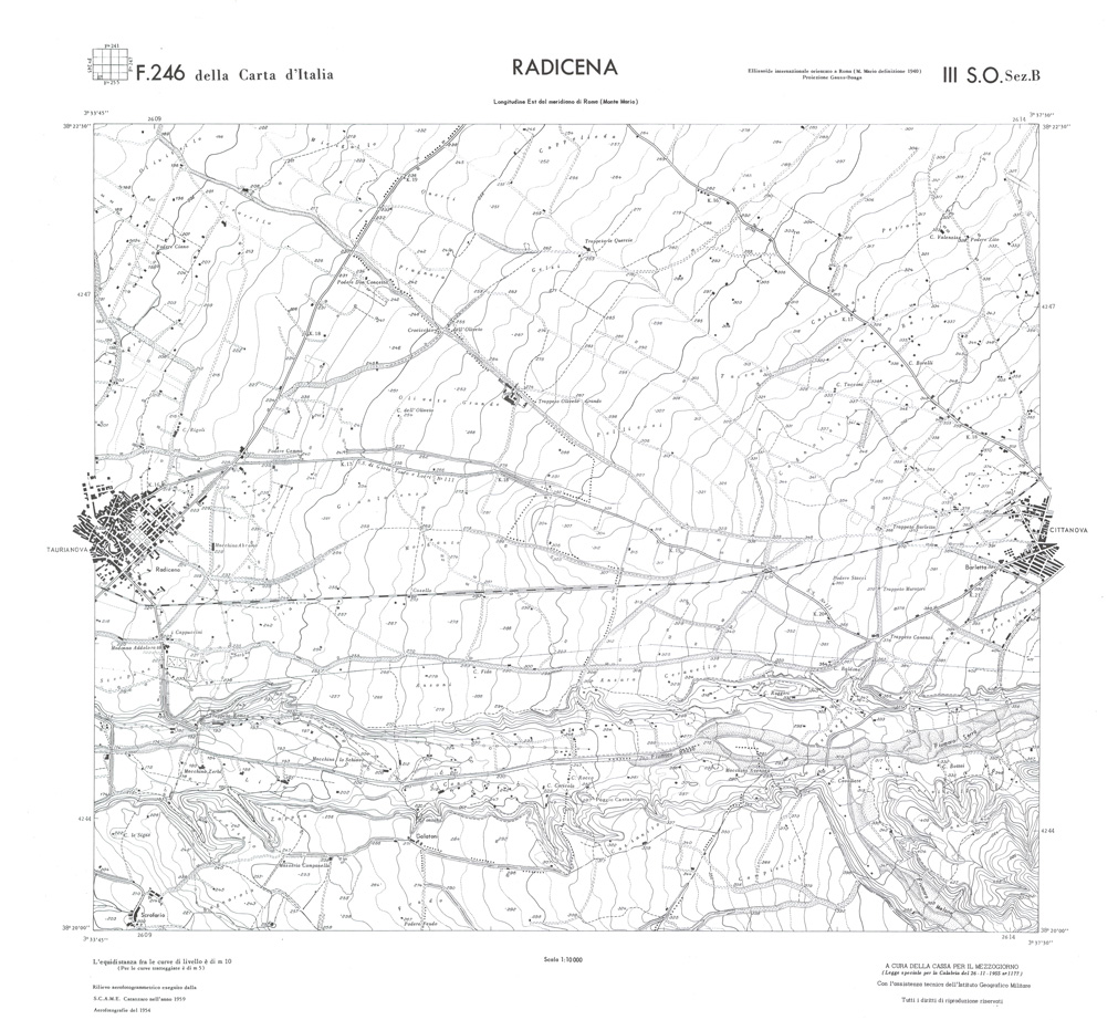(N:36645) CALABRIA  FOGLIO 246 III SO SEZ B RADICENA (SE009404) Carte e stampe antiche: riproduzione a colori su carta (formato A1)