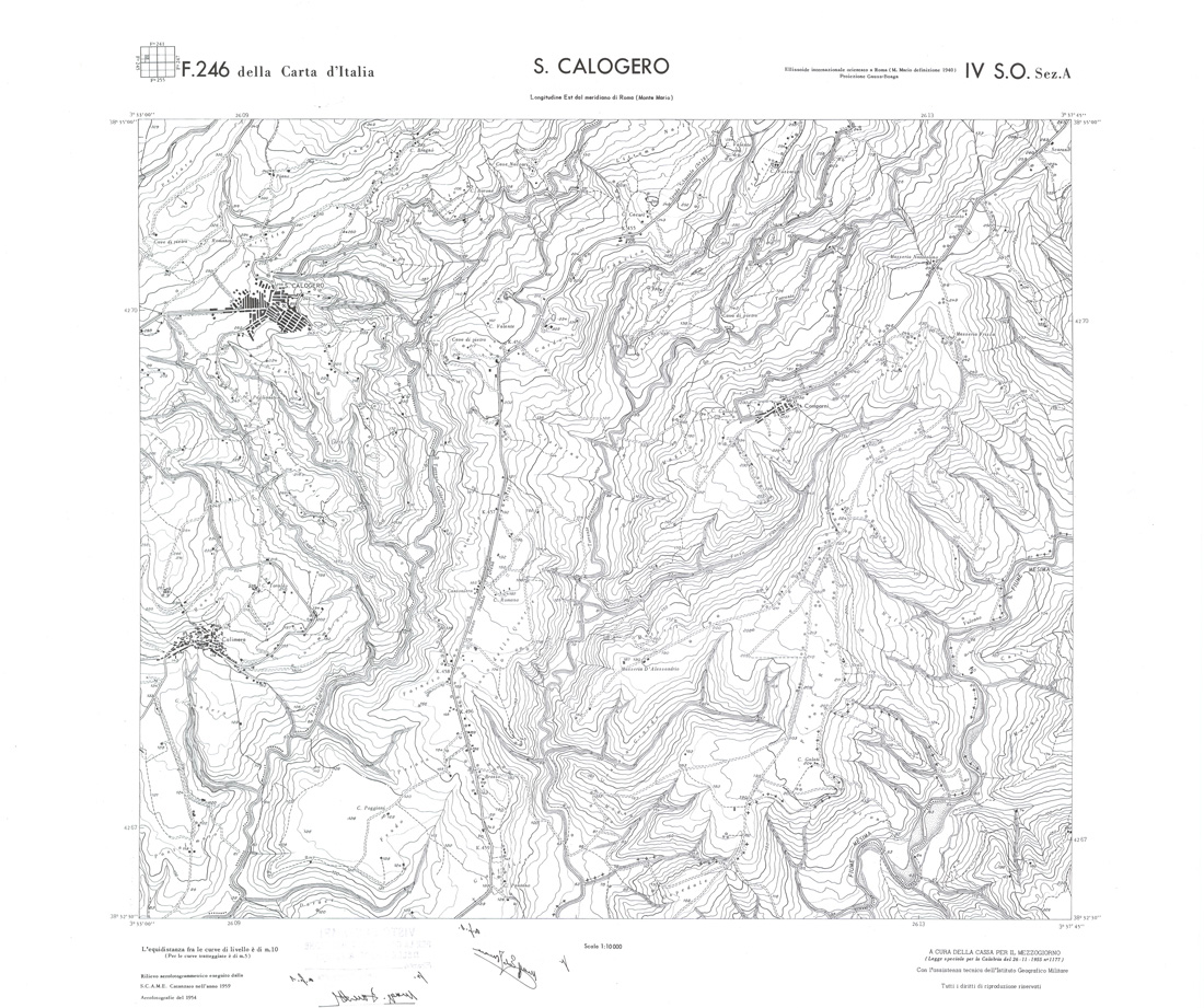 (N:36660) CALABRIA  FOGLIO 246 IV SO SEZ A S. CALOGERO (SE009419) Carte e stampe antiche: riproduzione a colori su carta (formato A1)