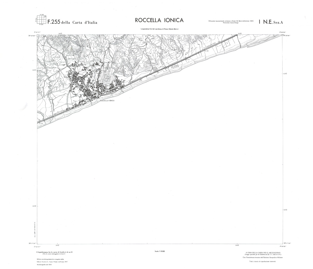 (N:36668) CALABRIA  FOGLIO 255 I NE SEZ A ROCCELLA IONICA (SE009427) Carte e stampe antiche: riproduzione a colori su carta (formato A1)