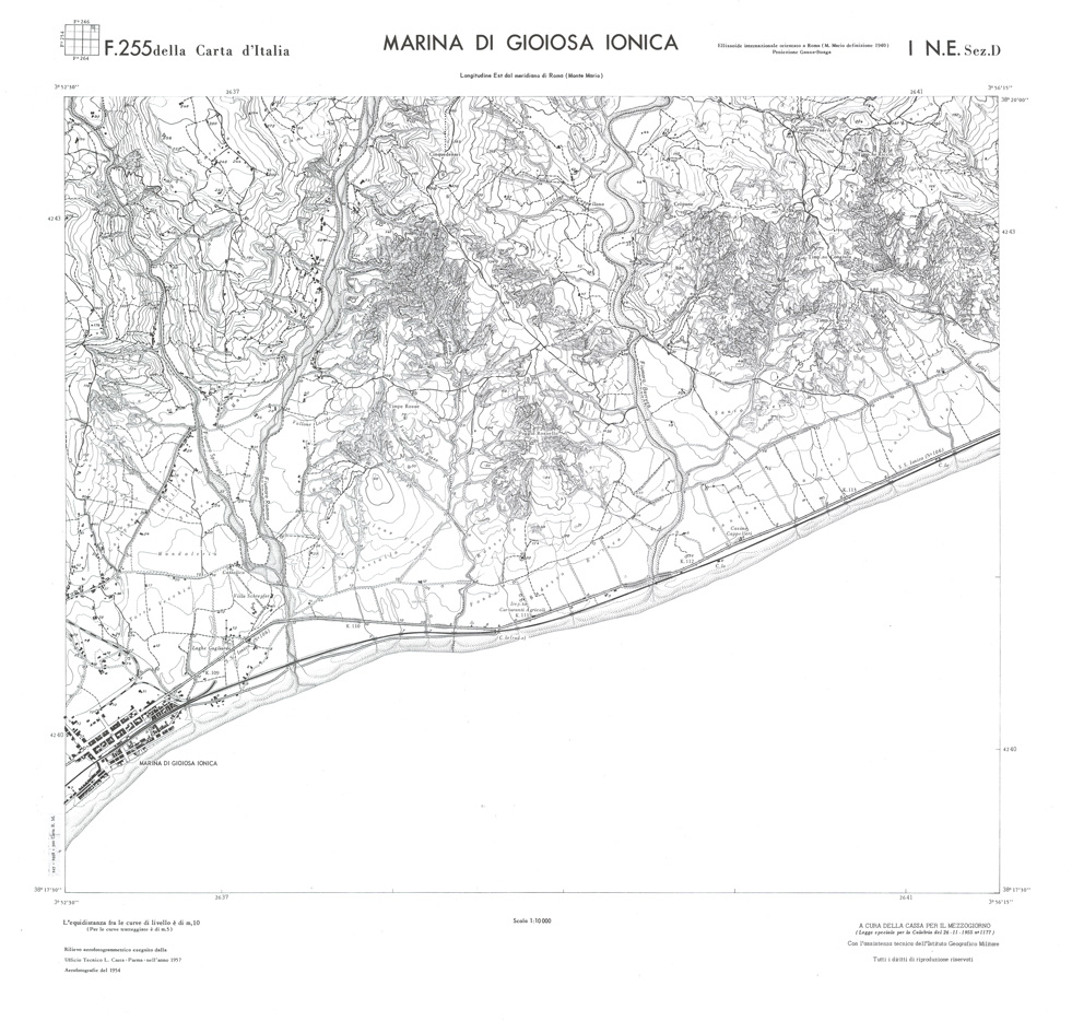 (N:36669) CALABRIA  FOGLIO 255 I NE SEZ D MARINA DI GIOIOSA IONICA (SE009428) Carte e stampe antiche: riproduzione a colori su carta (formato A1)