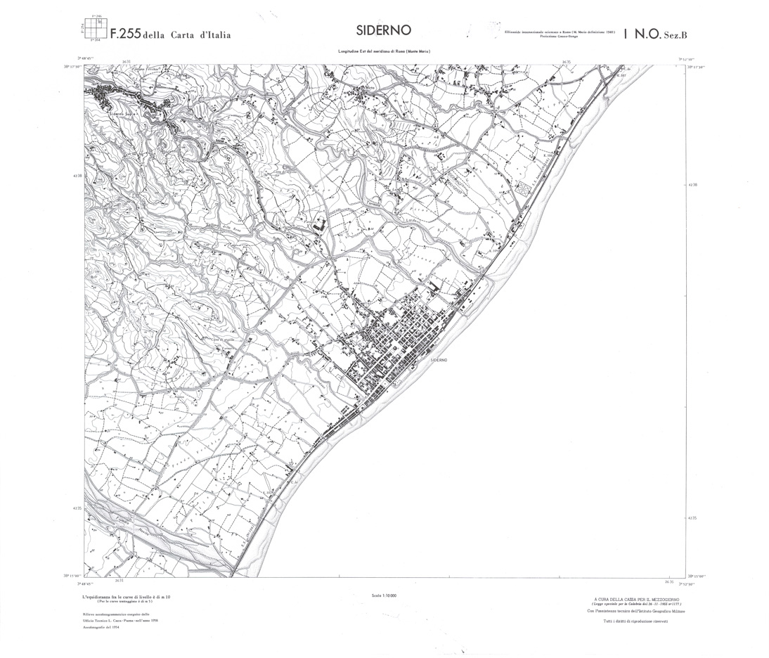 (N:36674) CALABRIA  FOGLIO 255 I NO SEZ B SIDERNO (SE009433) Carte e stampe antiche: riproduzione a colori su carta (formato A1)