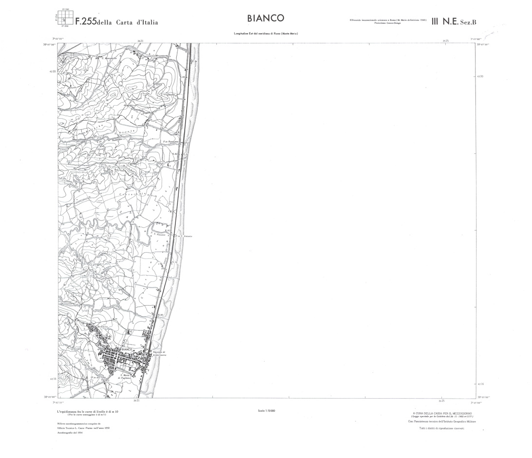 (N:36678) CALABRIA  FOGLIO 255 III NE SEZ B BIANCO (SE009437) Carte e stampe antiche: riproduzione a colori su carta (formato A1)