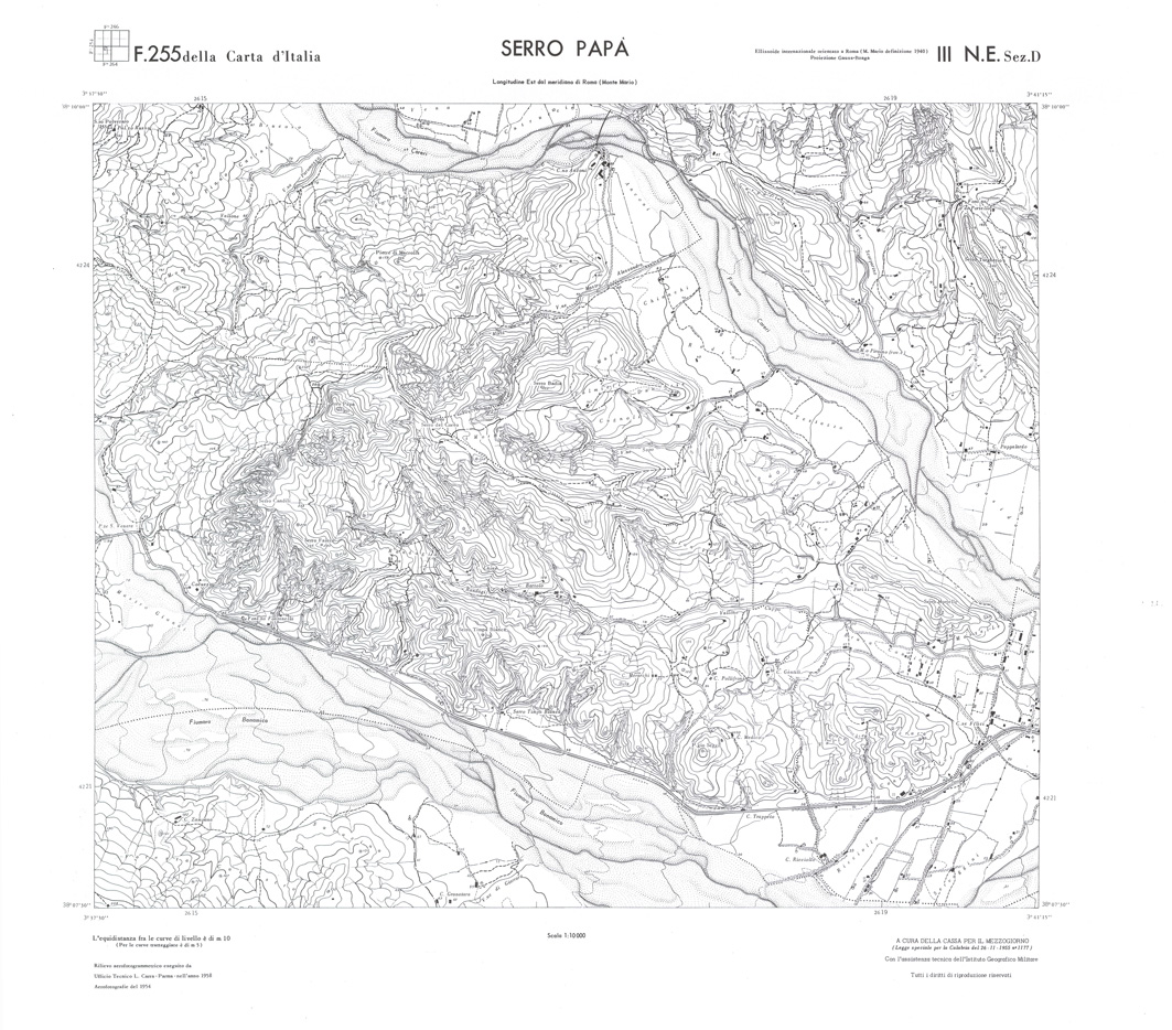 (N:36680) CALABRIA  FOGLIO 255 III NE SEZ D SERRO PAPA' (SE009439) Carte e stampe antiche: riproduzione a colori su carta (formato A1)
