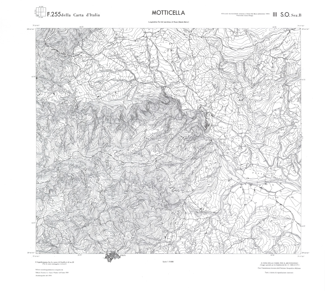 (N:36685) CALABRIA  FOGLIO 255 III SO SEZ B MOTTICELLA (SE009444) Carte e stampe antiche: riproduzione a colori su carta (formato A1)