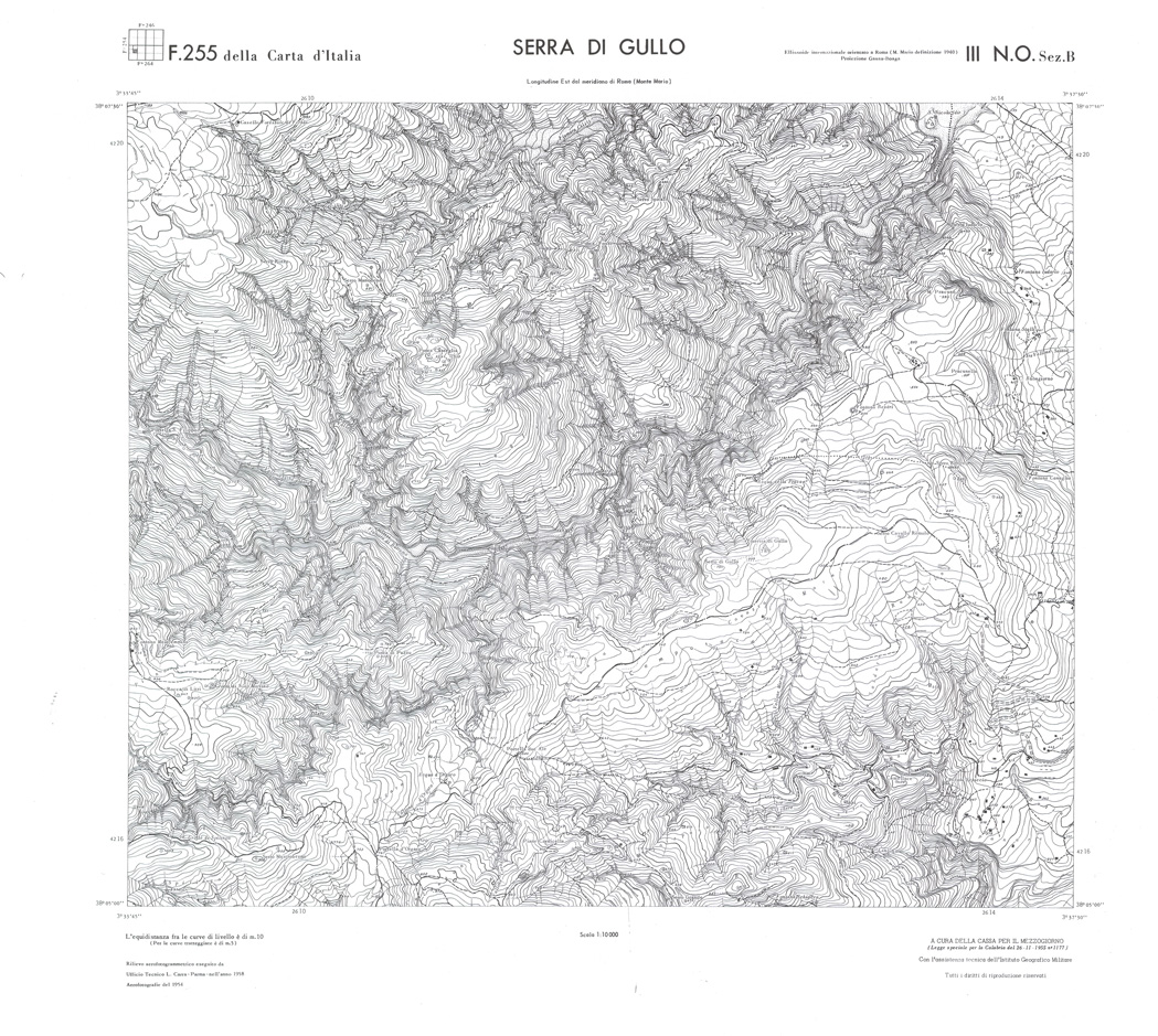 (N:36689) CALABRIA  FOGLIO 255 III NO SEZ B SERRA DI GULLO (SE009448) Carte e stampe antiche: riproduzione a colori su carta (formato A1)