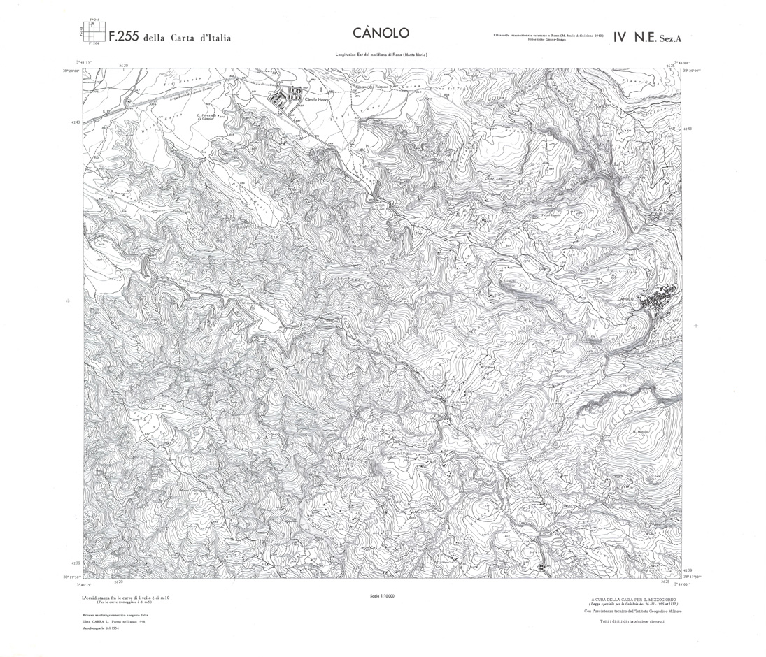 (N:36692) CALABRIA  FOGLIO 255 IV NE SEZ A CANOLO (SE009451) Carte e stampe antiche: riproduzione a colori su carta (formato A1)