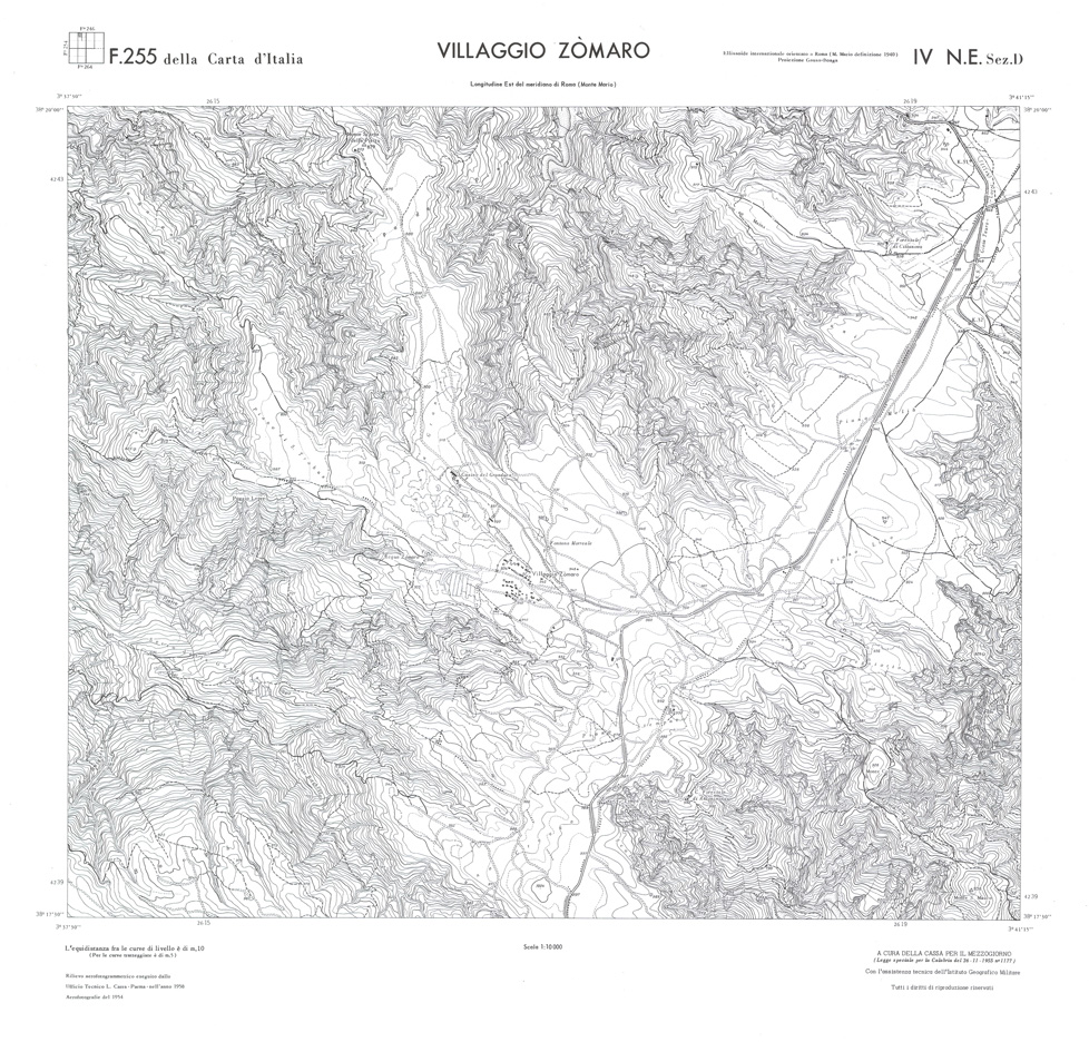 (N:36695) CALABRIA  FOGLIO 255 IV NE SEZ D VILLAGGIO ZOMARO (SE009454) Carte e stampe antiche: riproduzione a colori su carta (formato A1)