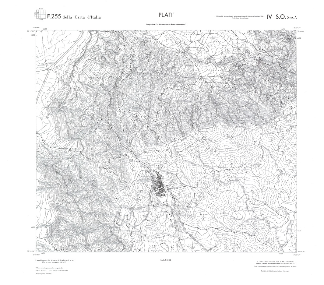 (N:36700) CALABRIA  FOGLIO 255 IV SO SEZ A PLATI' (SE009459) Carte e stampe antiche: riproduzione a colori su carta (formato A1)