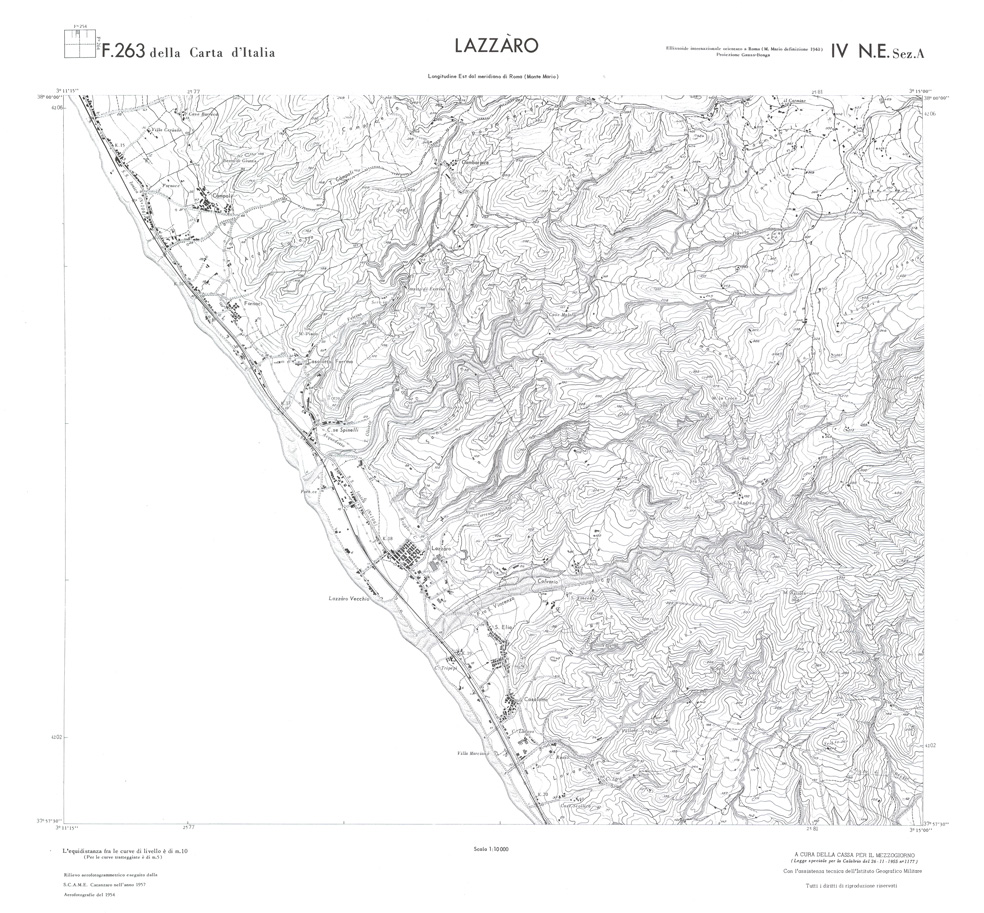 (N:36715) CALABRIA  FOGLIO 263 IV NE SEZ A LAZZARO (SE009475) Carte e stampe antiche: riproduzione a colori su carta (formato A1)