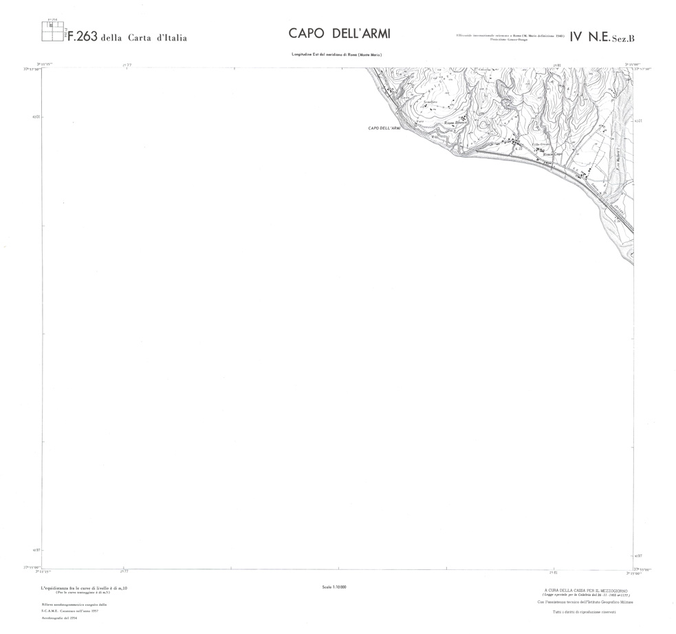(N:36716) CALABRIA  FOGLIO 263 IV NE SEZ B CAPO DELL'ARMI (SE009476) Carte e stampe antiche: riproduzione a colori su carta (formato A1)