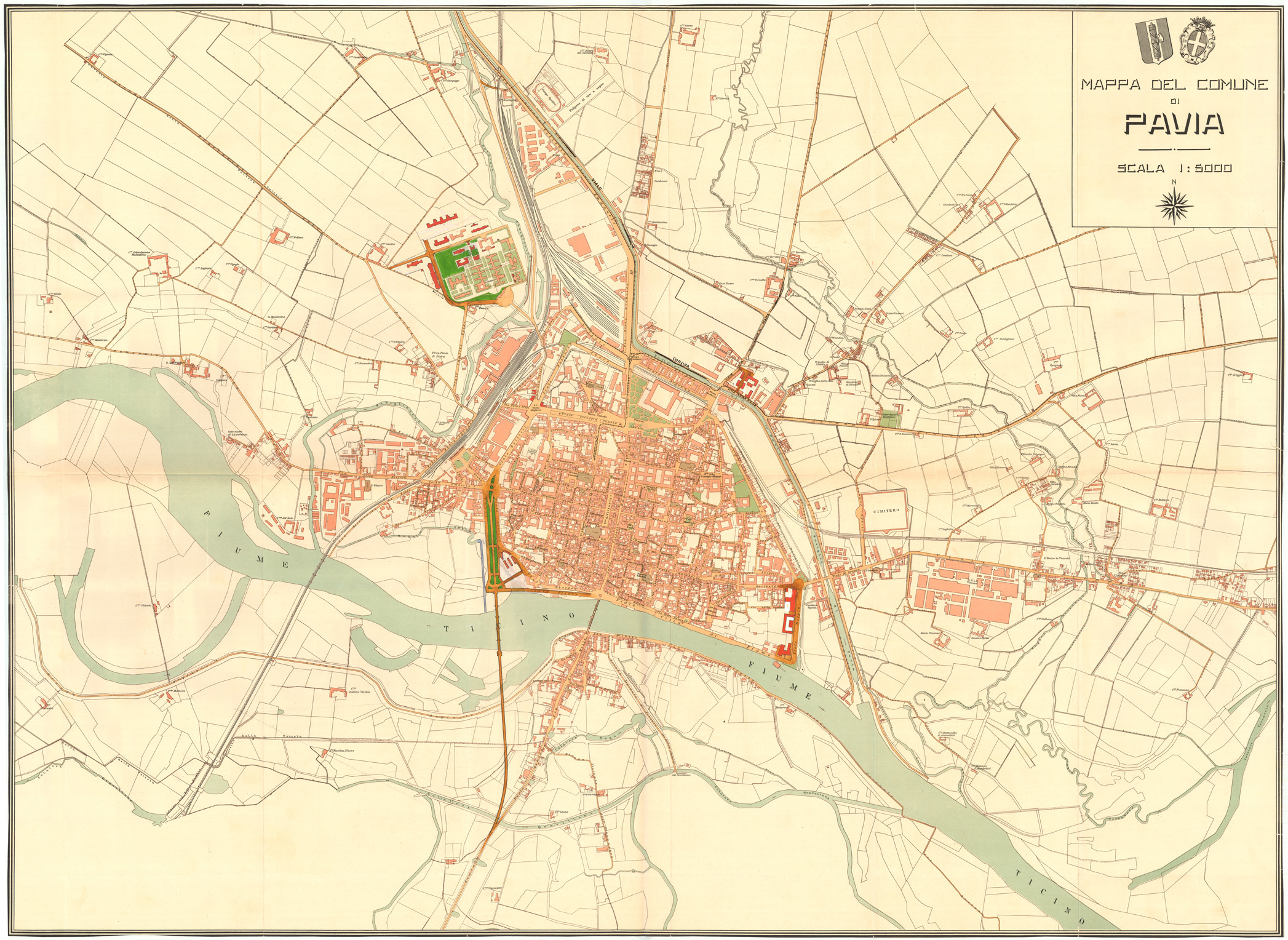 (N:36403) MAPPA DEL COMUNE DI PAVIA (SE009524) Carte e stampe antiche: riproduzione a colori su carta (formato A1)