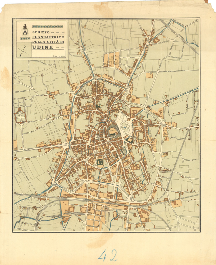 (N:36449) SCHIZZO PLANIMETRICO DELLA CITTA' DI UDINE (SE009540) Carte e stampe antiche: riproduzione a colori su carta (formato A1)