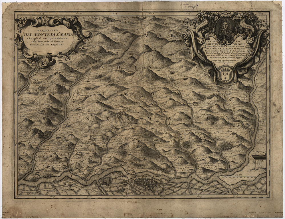 (N:12620) MARCHESATO DEL MONTE DI S. MARIA E LUOGHI DI SUA GIURISDIZIONE NELLA PROVINCIA DI TOSCANA DESCRITTO DALLABB. FILIPPO TITI (B0000075) Carte e stampe antiche: riproduzione a colori su carta (formato A1)
