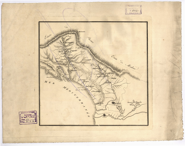 (N:1750) APPERCU DES NUSIBLES ENCLAVES ECCISTANTES ENTRE LA TOSCANE, LUCQUES, MODENE LES EX-FIEFS, ET LE GENOIS.
APPROSSIMAZIONE DEI PICCOLI ENCLAVE ESISTENTI TRA LA TOSCANA, LUCCA, GLI EX TERRITORI DI MODENA  E IL GENOVESATO.
 (B0000080, B0000081) Carte e stampe antiche: riproduzione a colori su carta (formato A1)