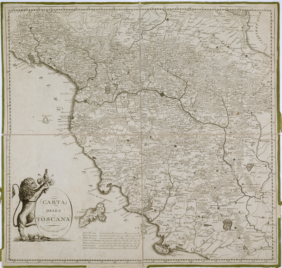 (N:3673) CARTA DELLA TOSCANA. FIRENZE, PRESSO GIUSEPPE MOLINI E C. (B0000116) Carte e stampe antiche: riproduzione a colori su carta (formato A1)